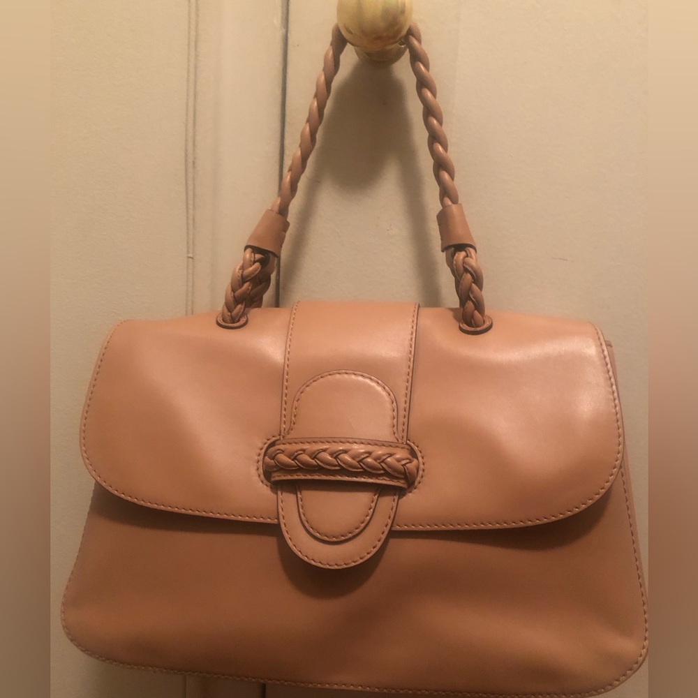 Beautiful Valentino Garavani brown leather handbag with braided handle & strap
